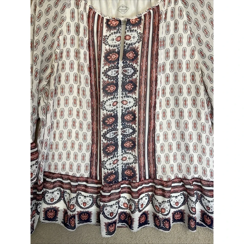 St. John's Bay XL Bell Sleeves Whimsgoth Bohemian Lined Blouse - Picture 3 of 9